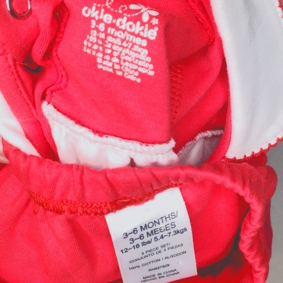 Okie Dokie 2 Piece Top & Bloomer Set Red|White Strawberry Baby Girls 3-6M - Picture 4 of 4